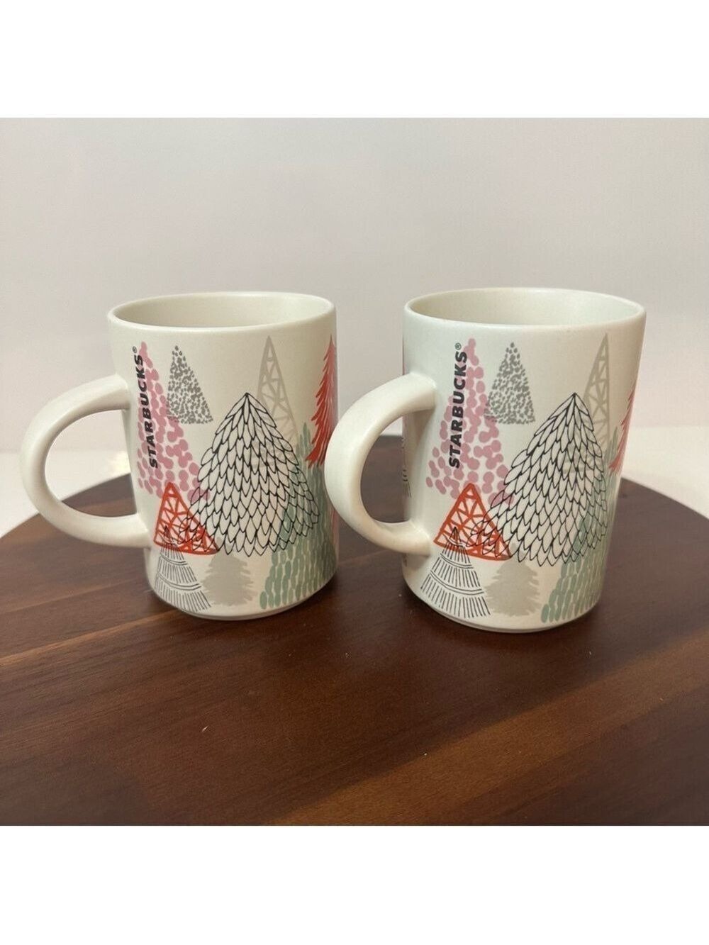 Starbucks 2017 Holiday Christmas Tree Mug Set of 2 | Ceramic Forest Cups